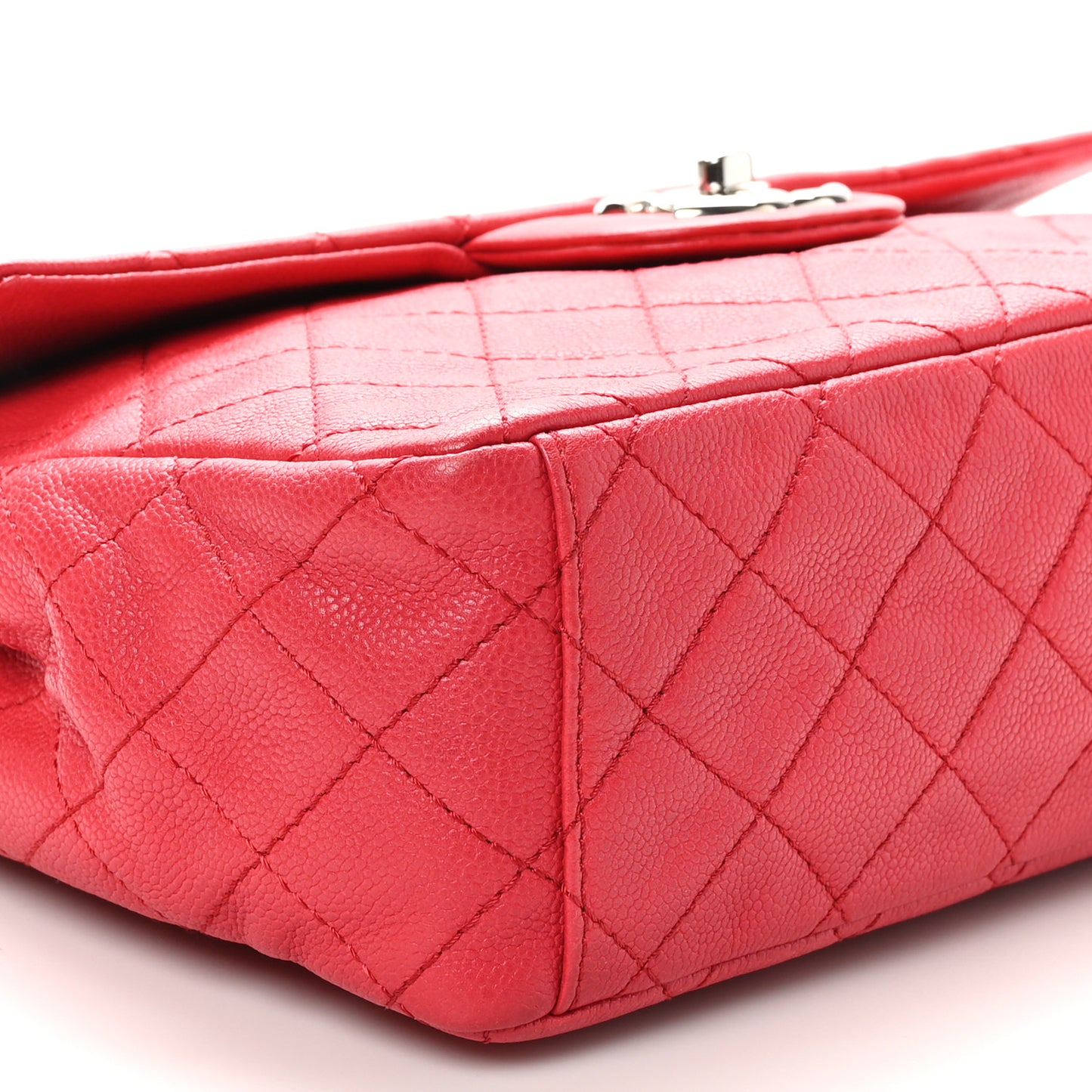 Washed Caviar Quilted Maxi Single Flap Fuchsia