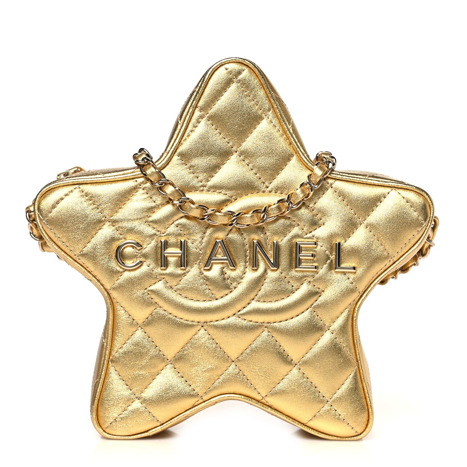 Chanel Metallic Lambskin Quilted Walk Of Fame Star Bag Gold 1 of 10