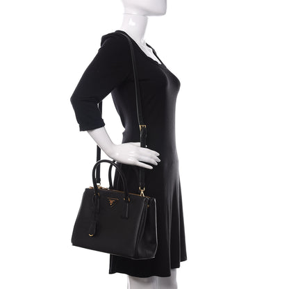 Prada Saffiano Small Galleria Double Zip Tote Black 2 of 11