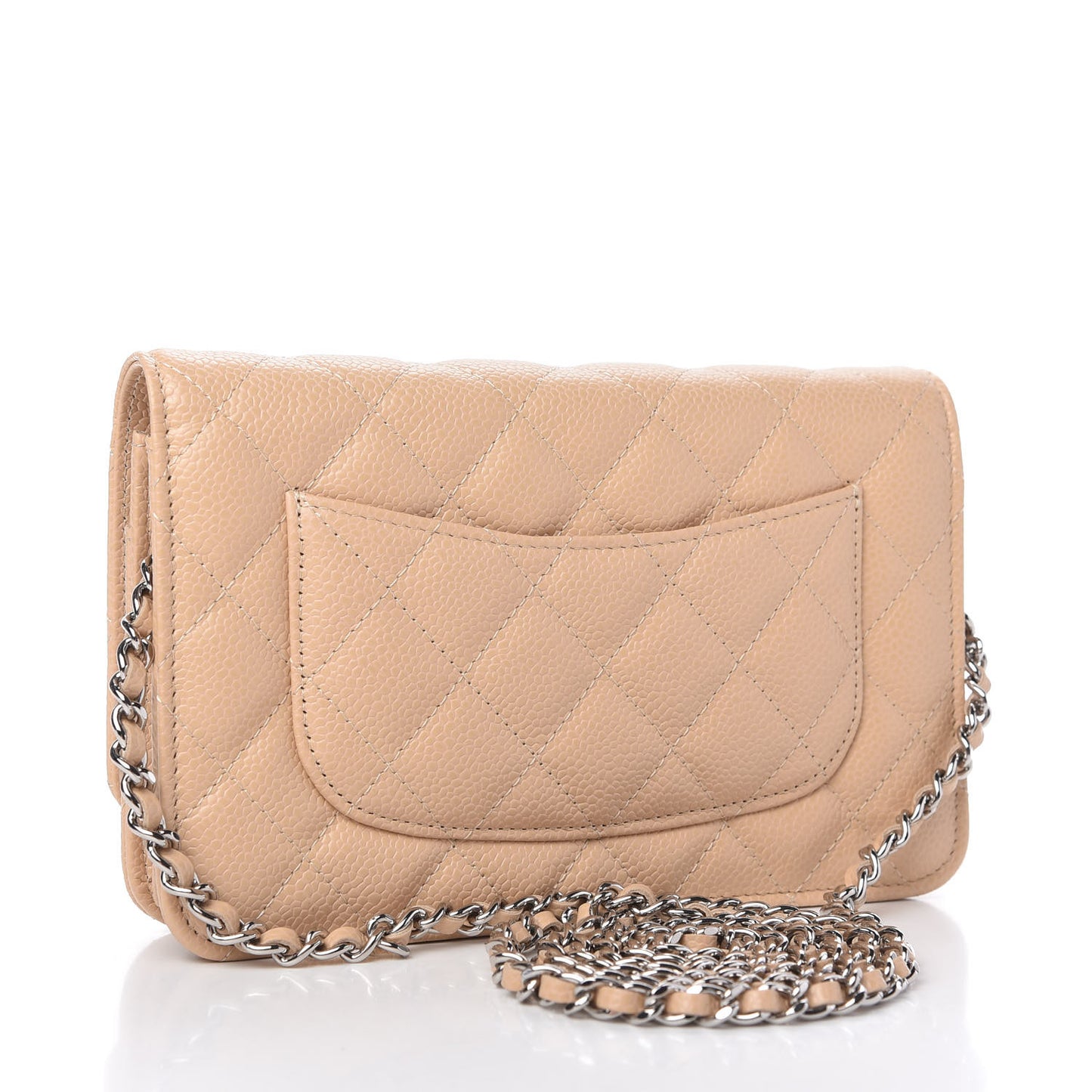 Caviar Quilted Wallet On Chain WOC Beige Clair