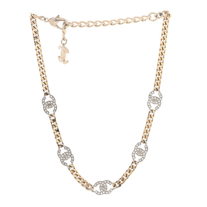 Chanel Crystal Chain CC Link Choker Gold Silver 3 of 5