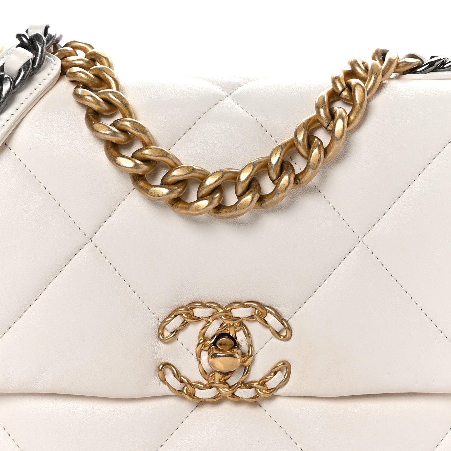 Chanel Lambskin Quilted Medium Chanel 19 Flap White 8 of 10