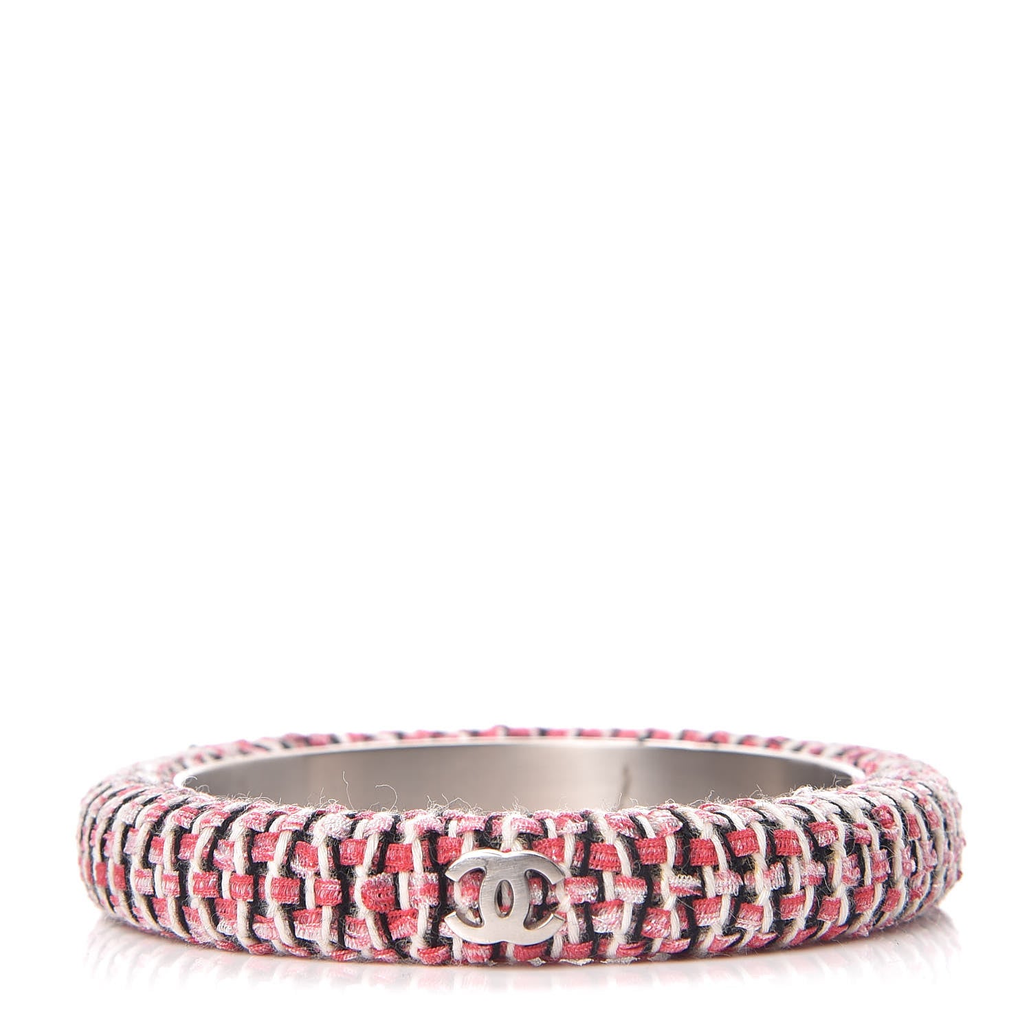 Chanel Tweed CC Narrow Bangle M Pink Black White 3 of 5