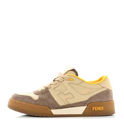 Fendi Calfskin Suede Fendi Match Low Top Sneakers 38.5 Dodo Straw Yellow 1 of 9