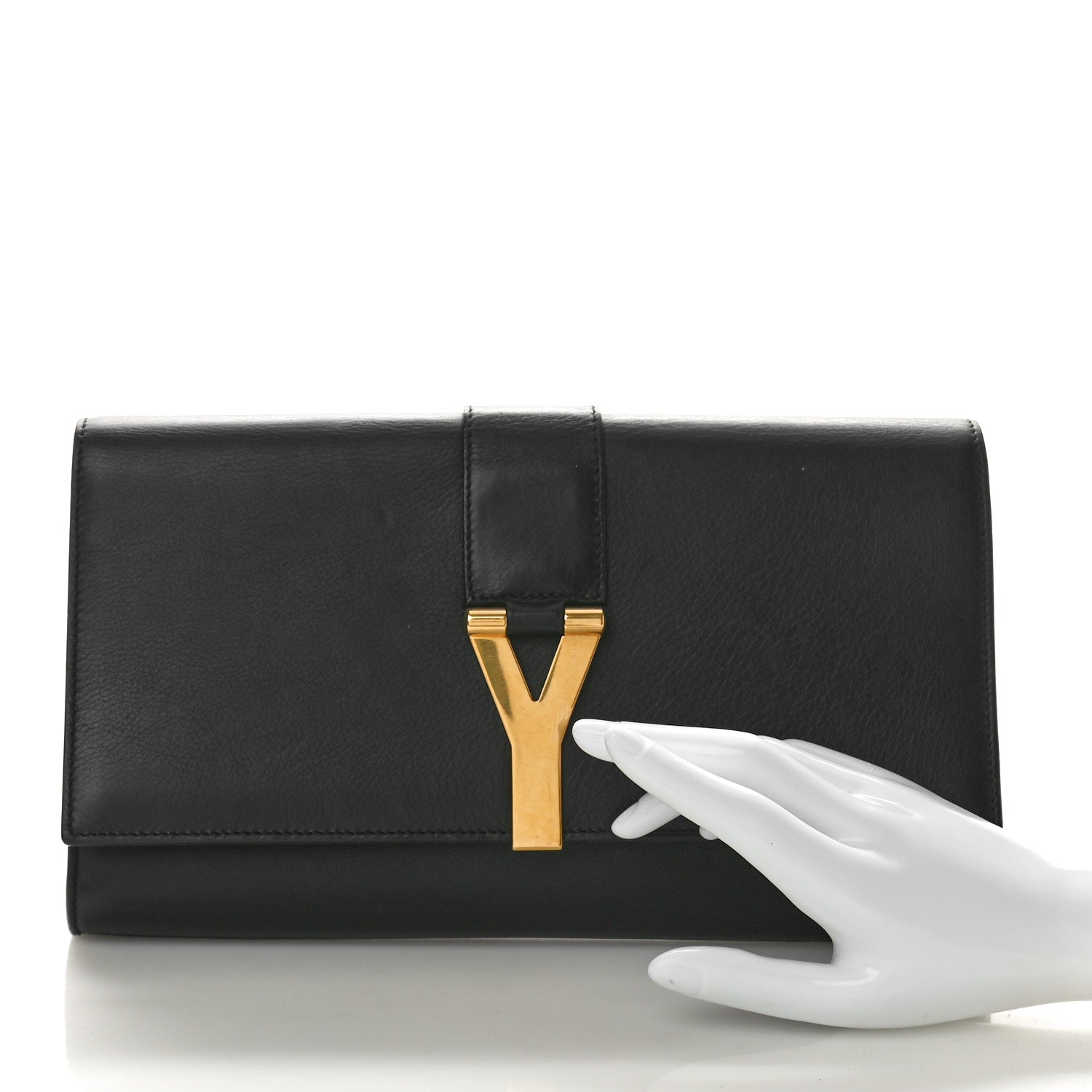 Saint Laurent Calfskin Classic Y Ligne Clutch Grey 2 of 9
