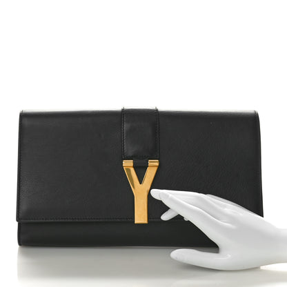 Saint Laurent Calfskin Classic Y Ligne Clutch Grey 2 of 9