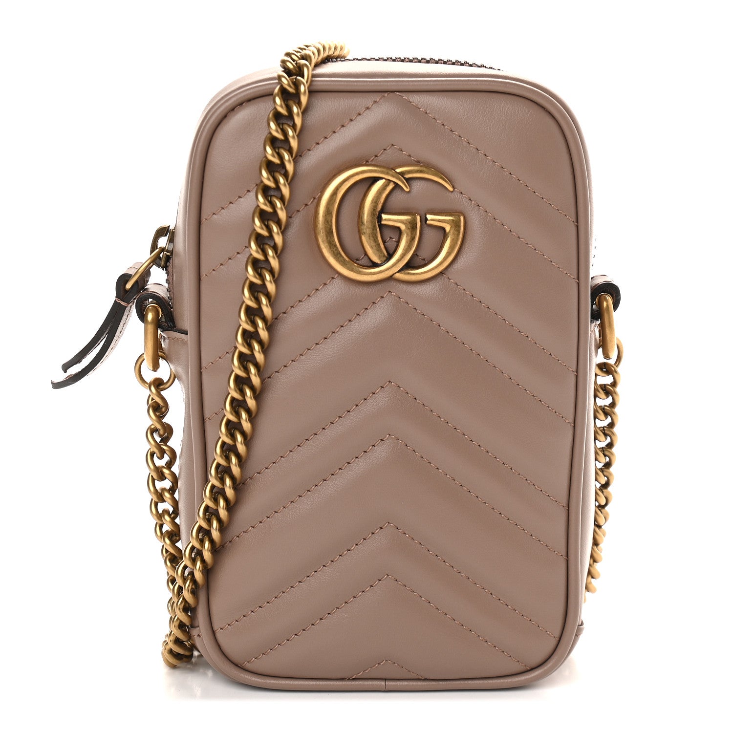 Gucci Calfskin Matelasse Mini GG Marmont Crossbody Bag Porcelain Rose 1 of 9