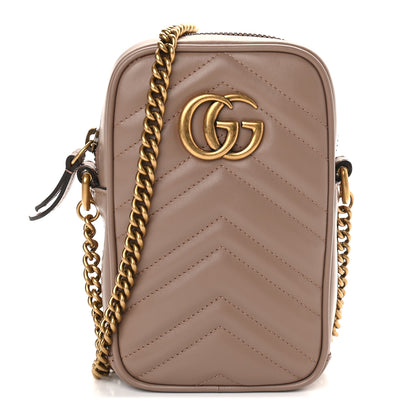Gucci Calfskin Matelasse Mini GG Marmont Crossbody Bag Porcelain Rose 1 of 9