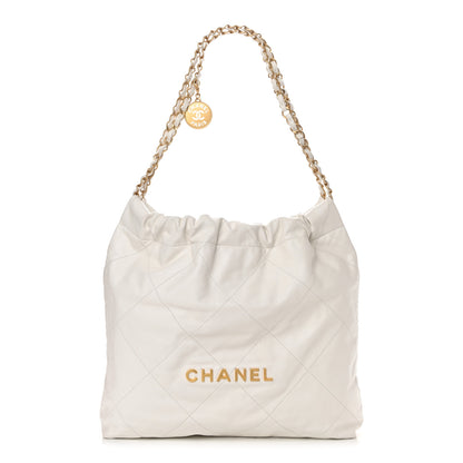 Chanel Shiny Calfskin Quilted Chanel 22 White 1 of 14