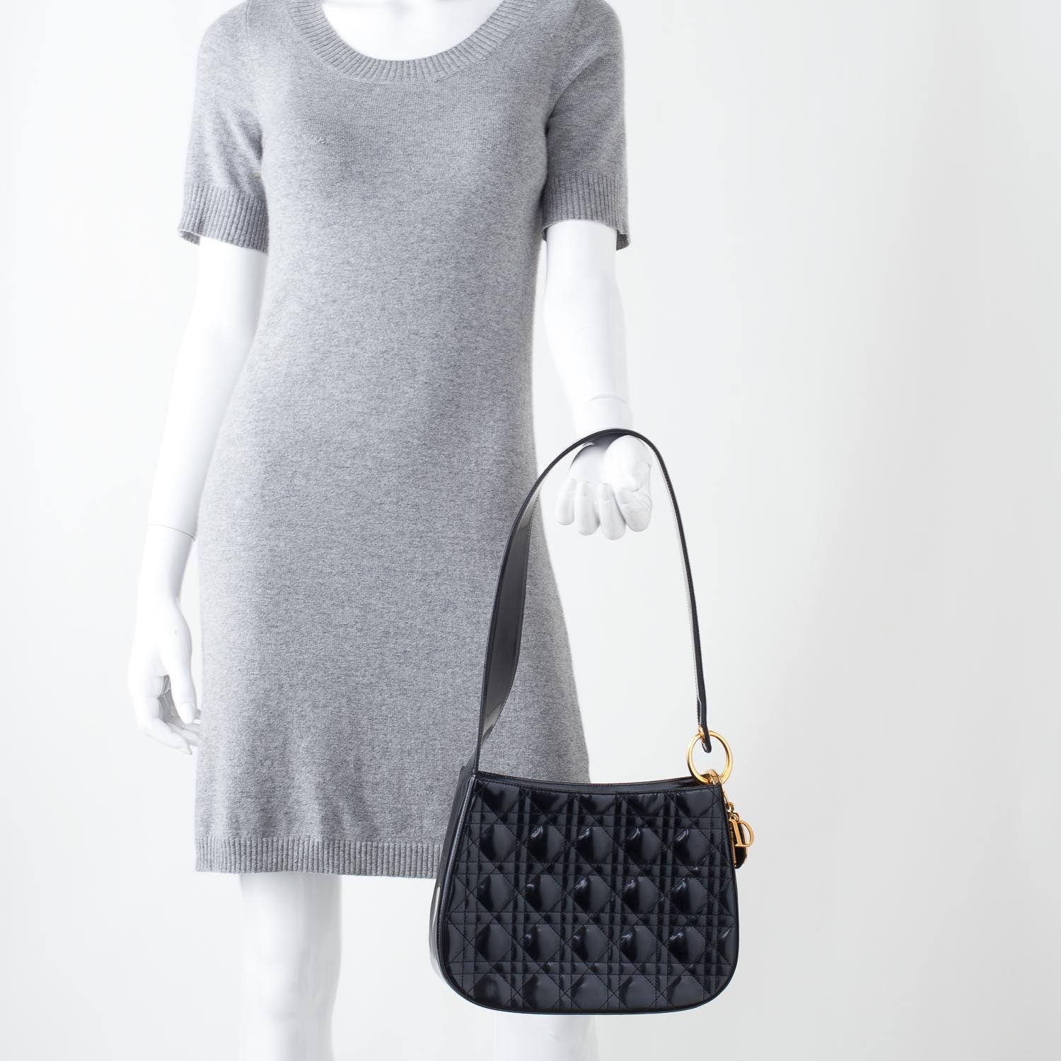 Christian Louboutin CHRISTIAN DIOR Patent Cannage Hobo Black 2 of 10
