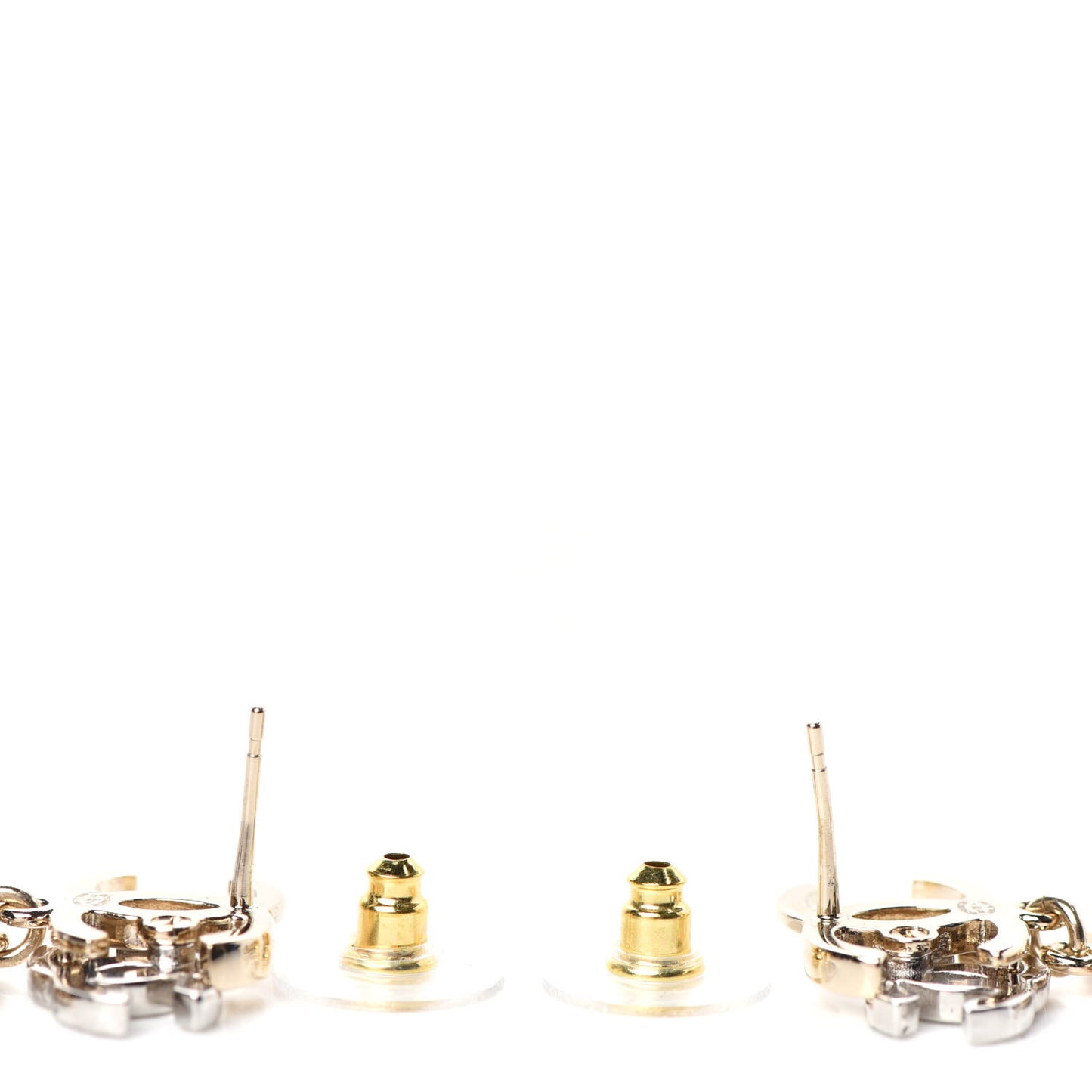 Crystal Pearl Double CC Drop Earrings Gold Silver