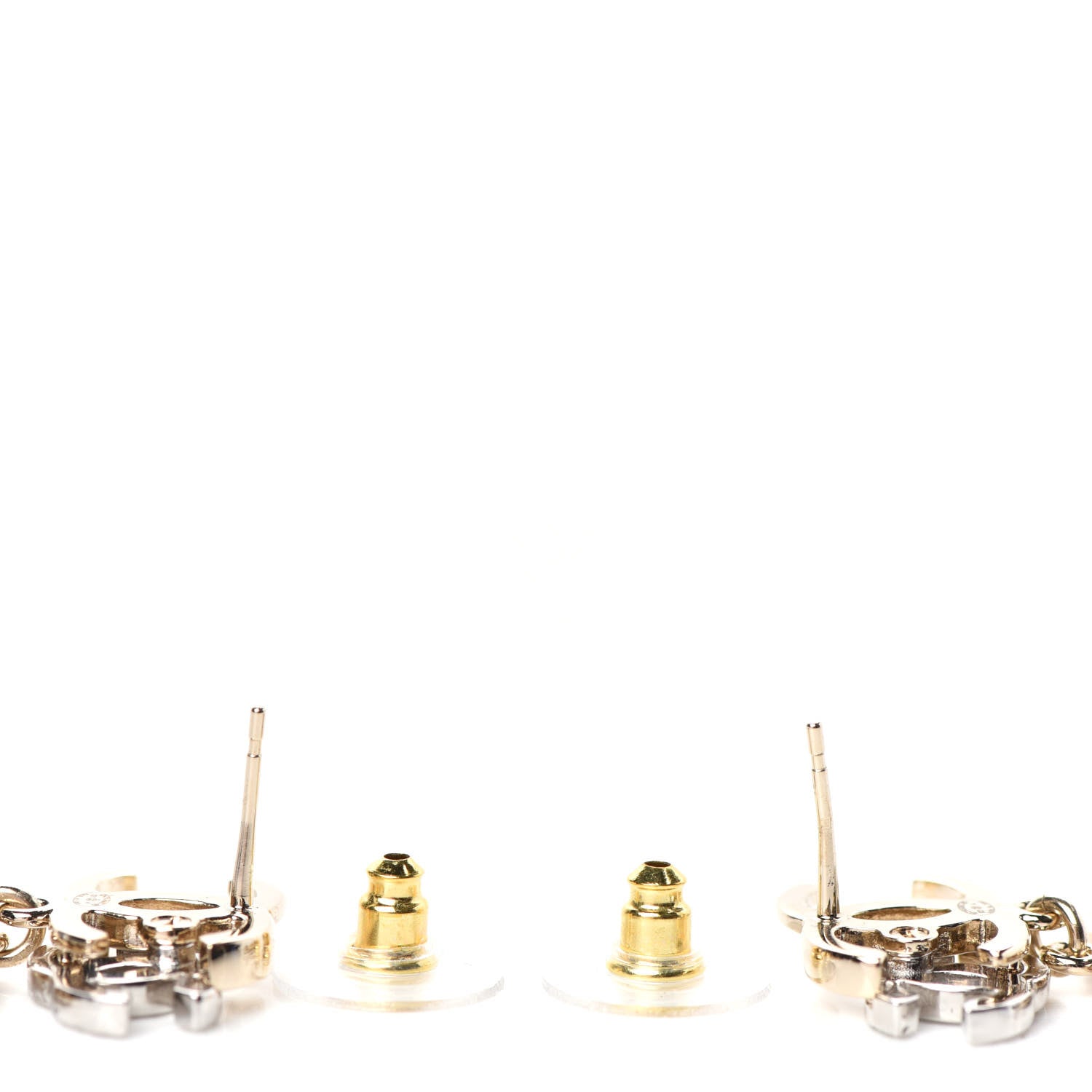 Chanel Crystal Pearl Double CC Drop Earrings Gold Silver 3 of 4