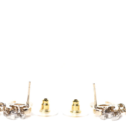 Chanel Crystal Pearl Double CC Drop Earrings Gold Silver 3 of 4