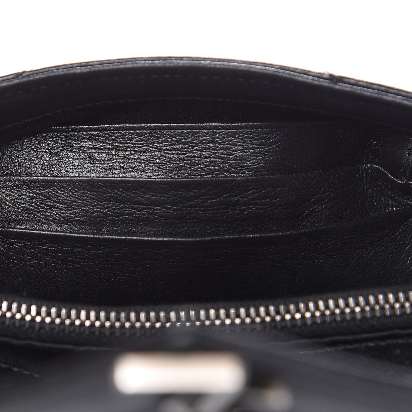 Sheepskin Matelasse Chevron Monogram College Chain Wallet Black