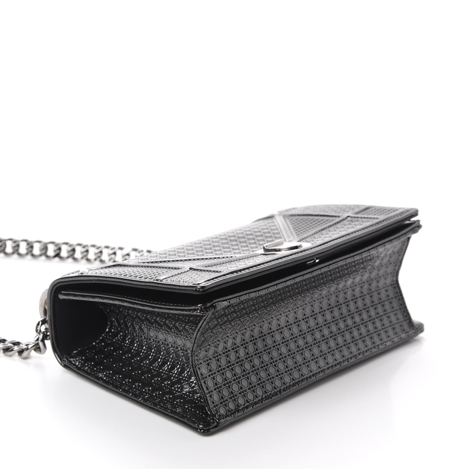 Christian Dior Metallic Patent Micro-Cannage Small Diorama Flap Bag Onyx Black 5 of 11