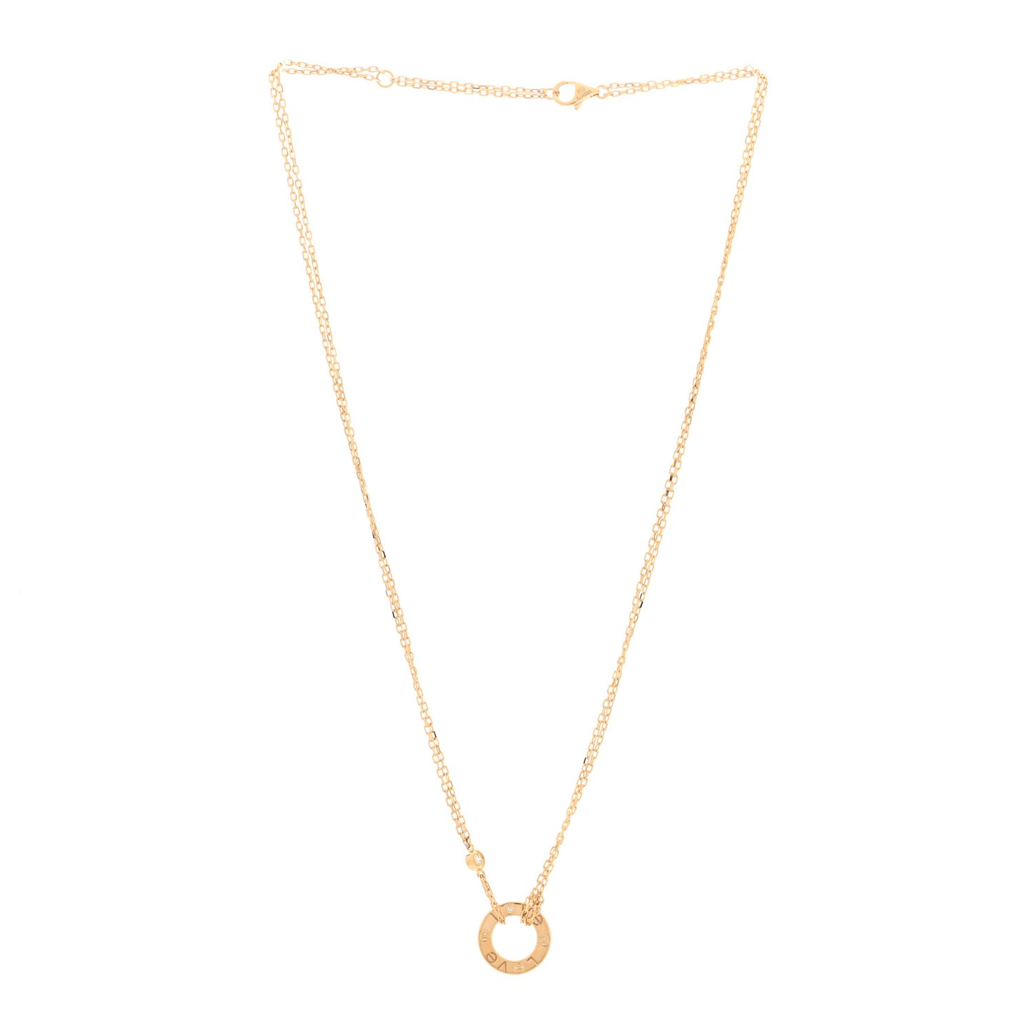 18K Yellow Gold 2 Diamond LOVE Necklace