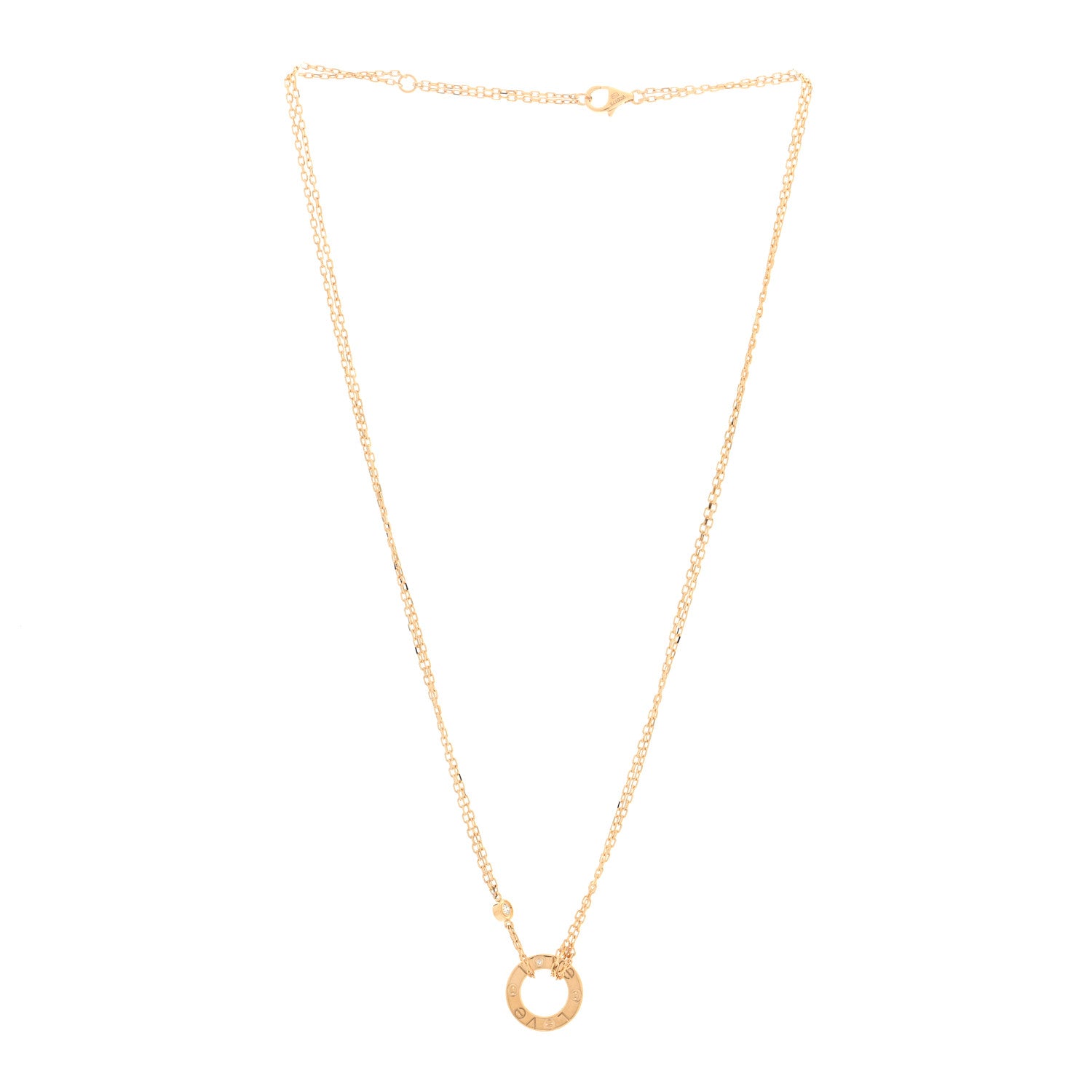 Cartier 18K Yellow Gold 2 Diamond LOVE Necklace 3 of 5