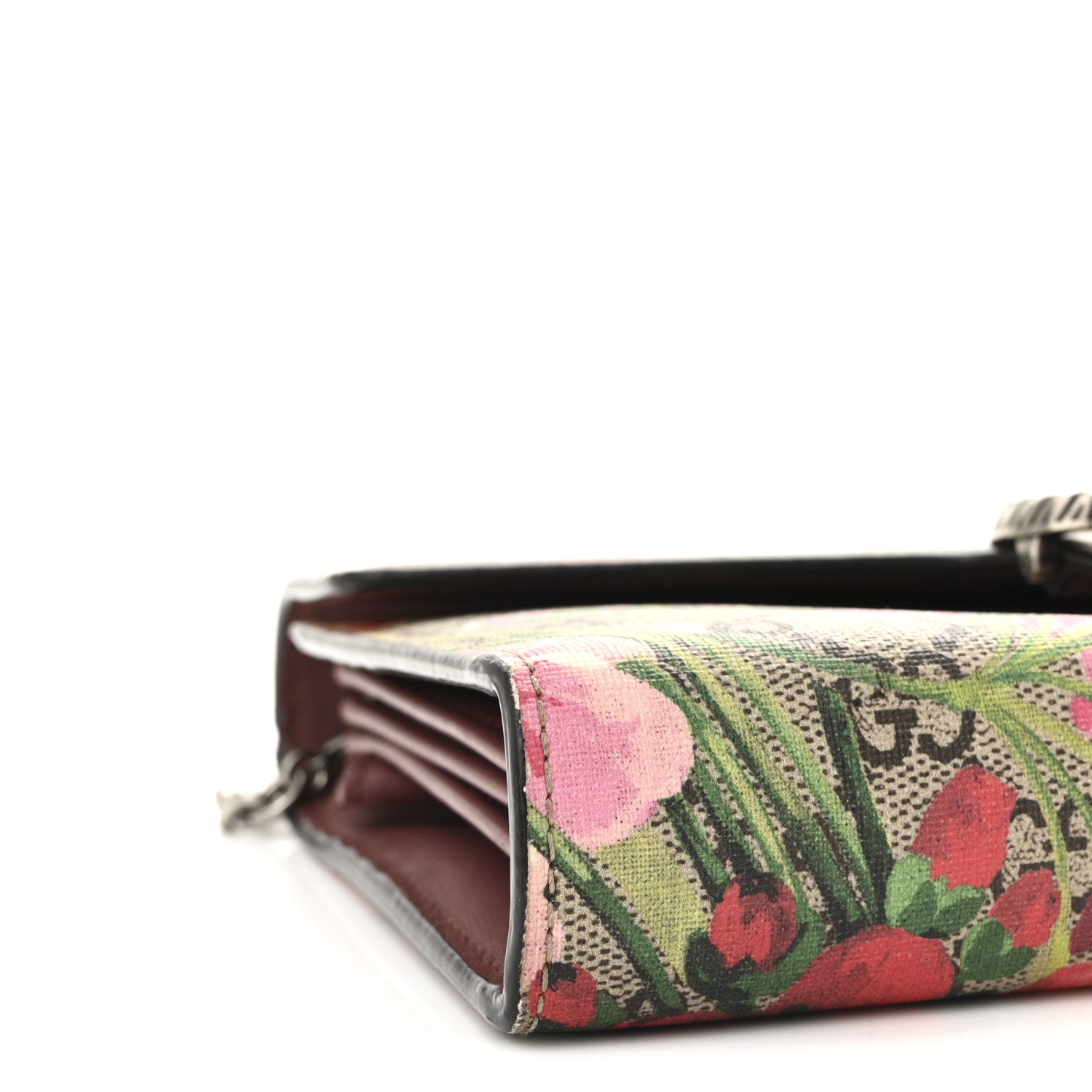 Gucci GG Supreme Monogram Blooms Mini Dionysus Chain Wallet Beige Multicolor Dry Rose 9 of 11