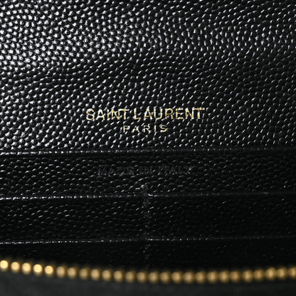 Saint Laurent Grain De Poudre Matelasse Chevron Monogram Flap Wallet Black 6 of 6