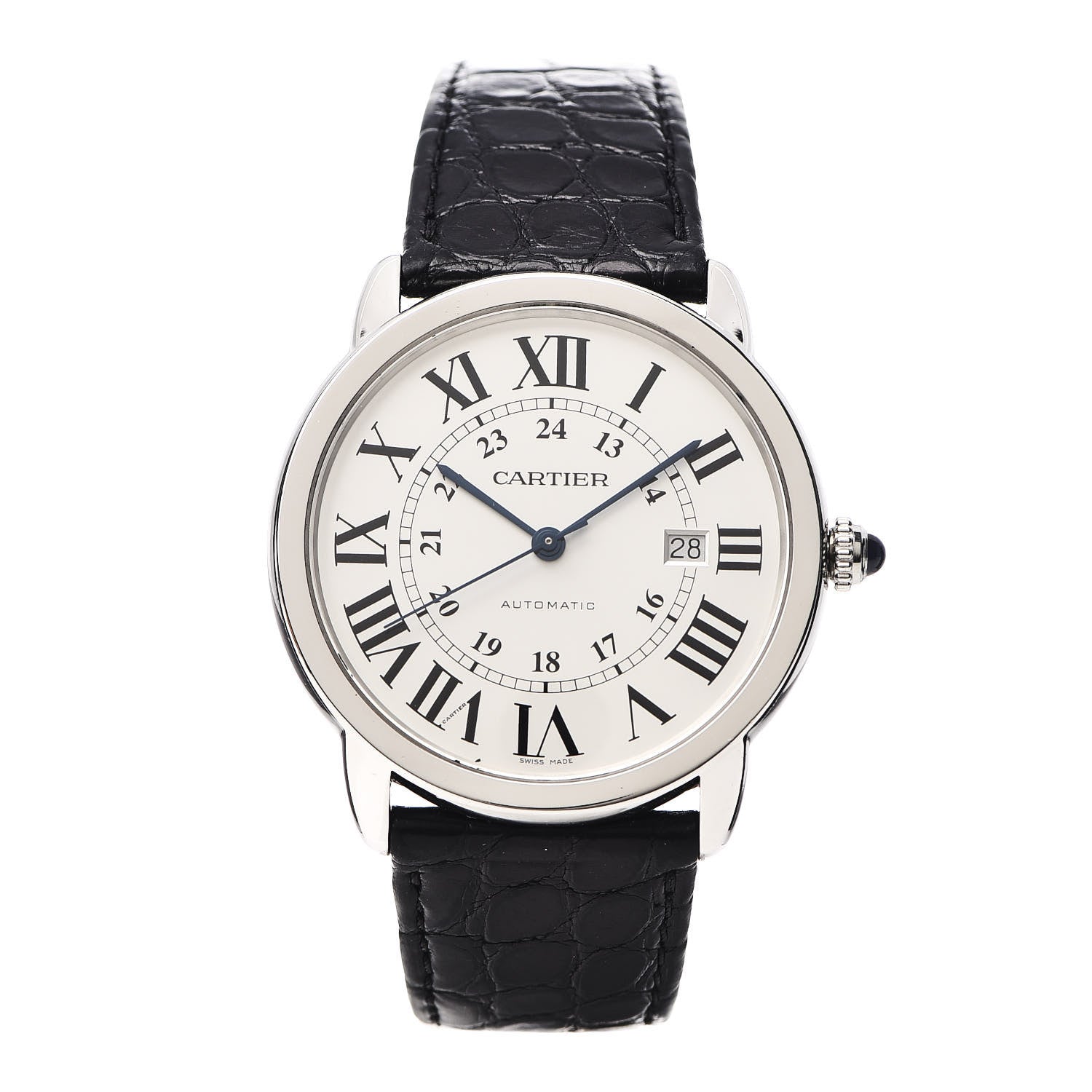 Cartier Stainless Steel Alligator 42mm Ronde Solo Automatic Watch 1 of 7
