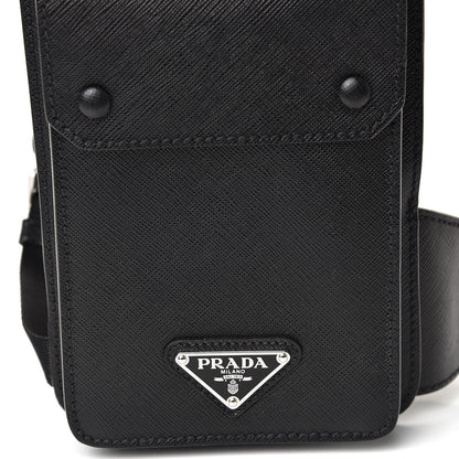 Prada Saffiano City Calfskin Travel Crossbody Bag Black 11 of 11