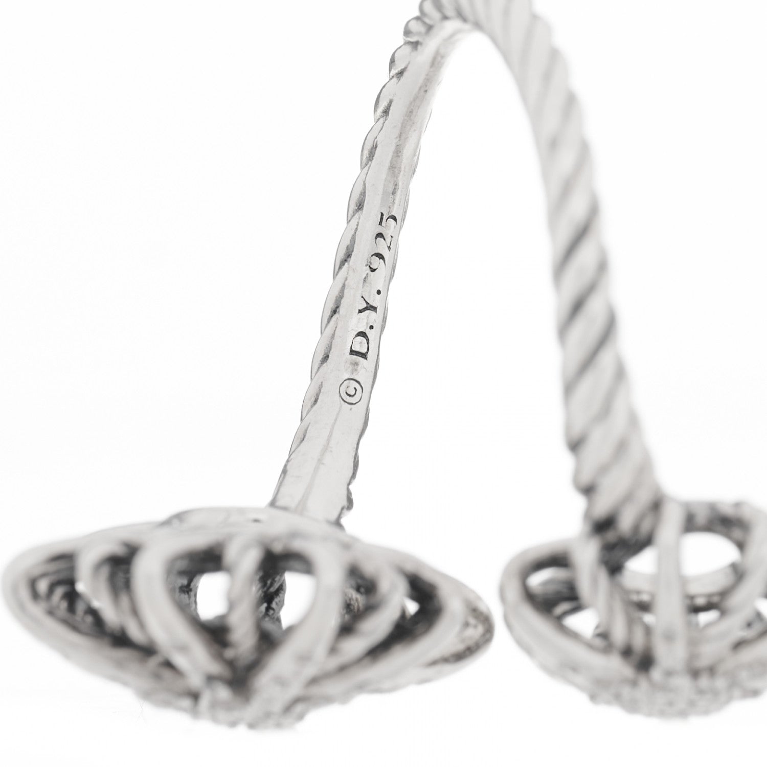 David Yurman Sterling Silver Diamond 28mm Open Starburst Ring 55 7.25 3 of 3