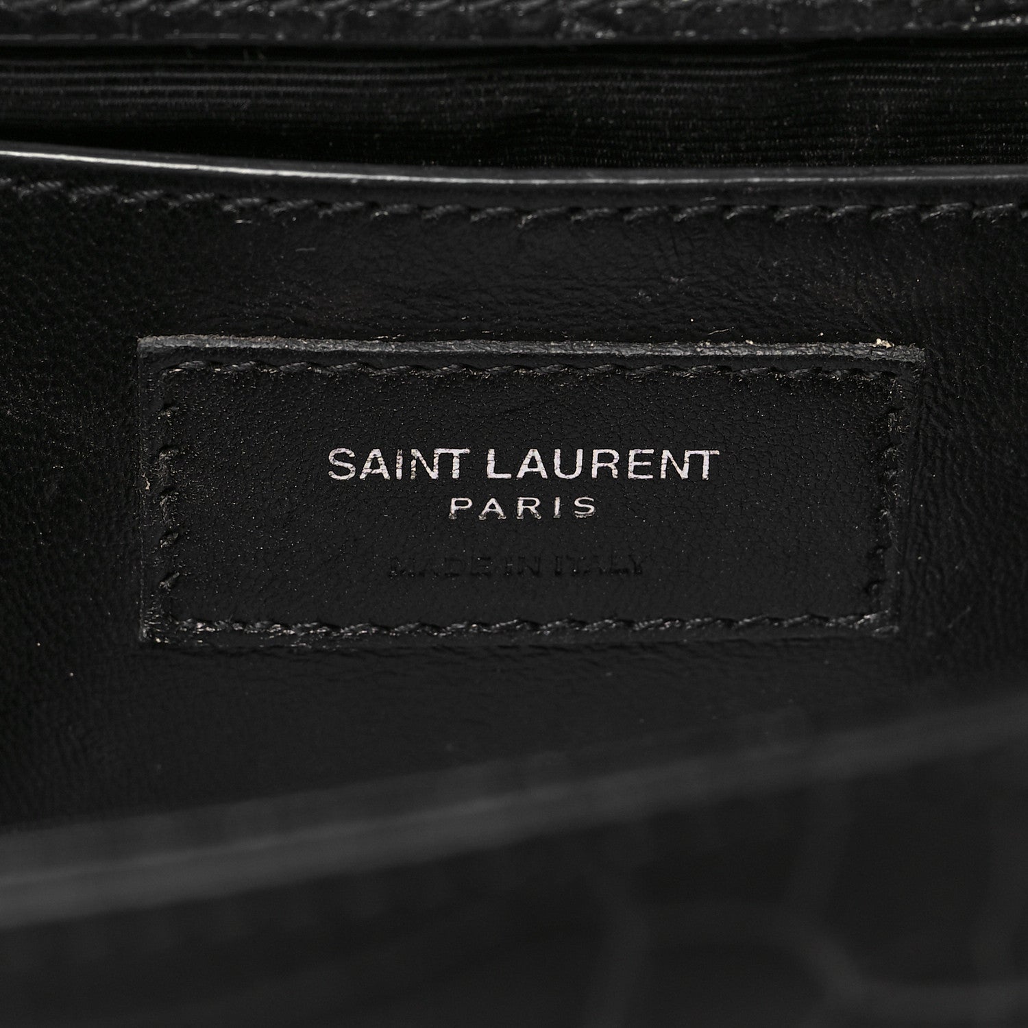 Saint Laurent Calfskin Crocodile Embossed Medium Classic Monogram Kate Tassel Satchel Black 6 of 9