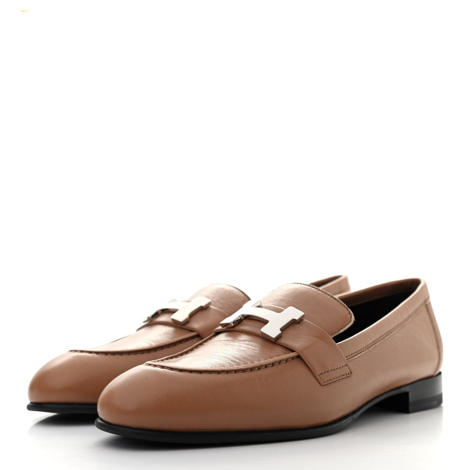 Hermes Goatskin Womens Paris Loafers 35 Etoupe 3 of 9