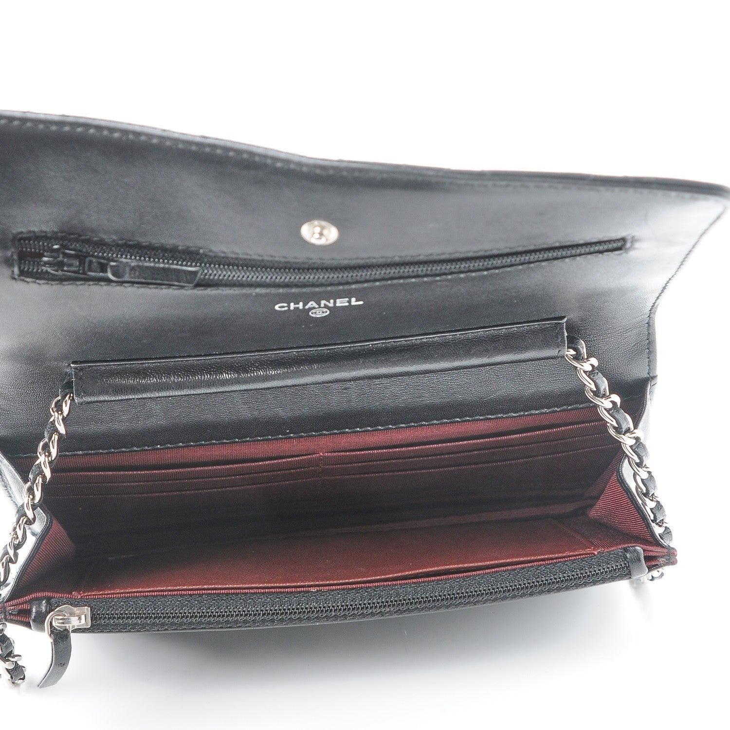 Chanel Lambskin Quilted Wallet On Chain WOC Black 5 of 10