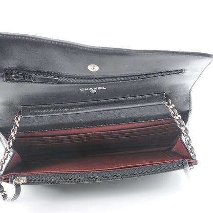 Chanel Lambskin Quilted Wallet On Chain WOC Black 5 of 10