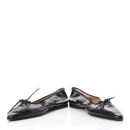 Chanel Lambskin Pointed Toe Bow Ballet Flats 37 Black 5 of 9