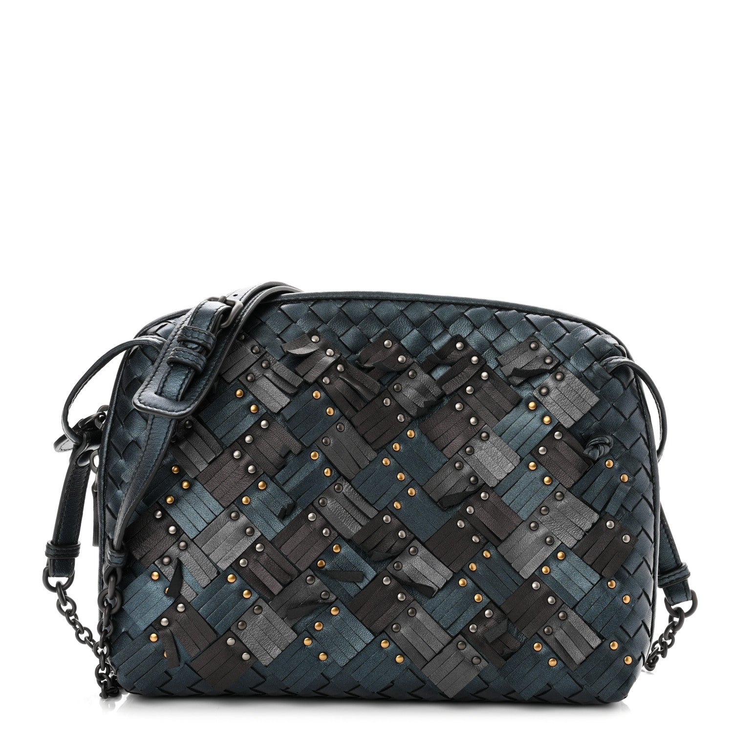 Bottega Veneta Nappa Intrecciato Fringe Studded Nodini Crossbody Messenger Multicolor 1 of 9