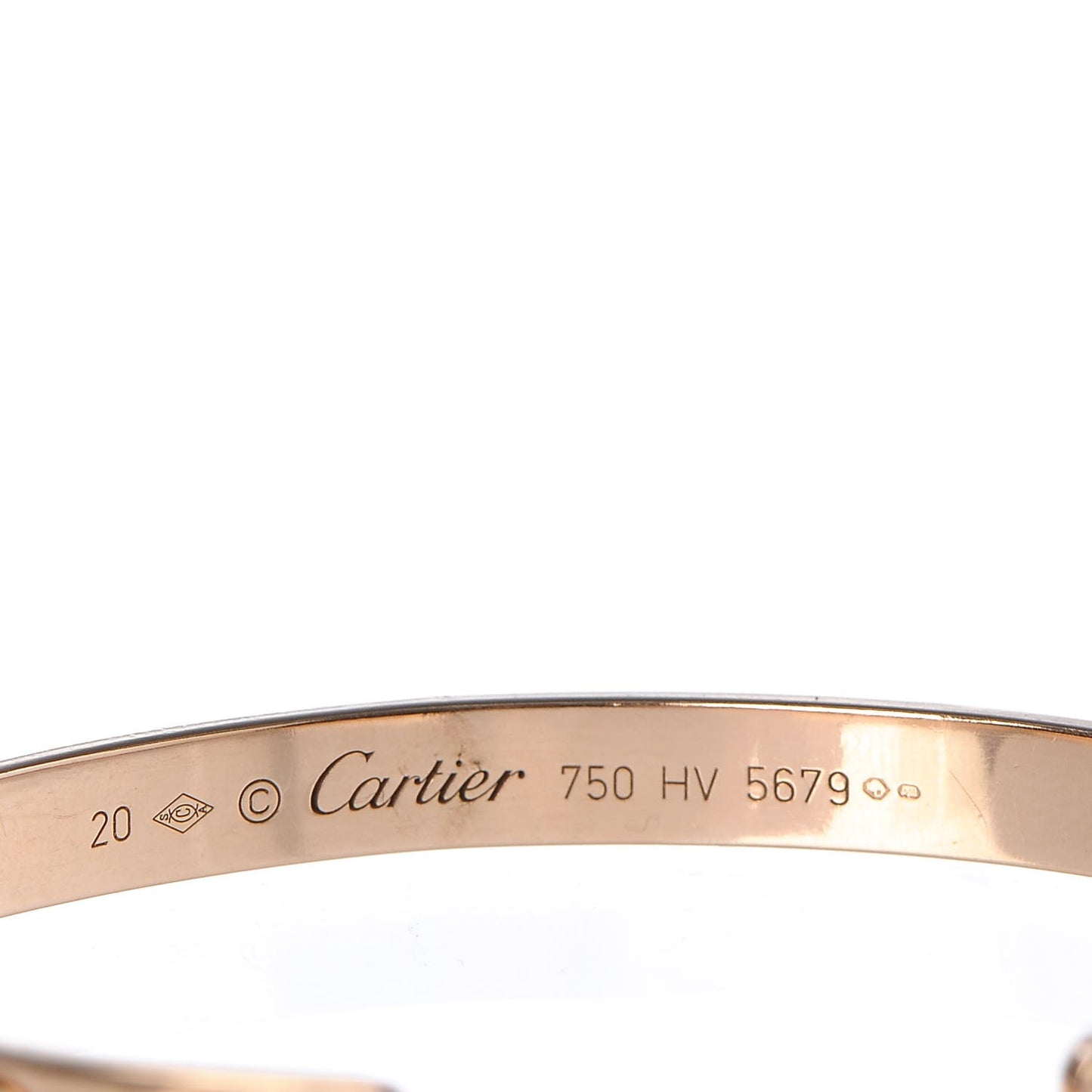 18K Pink Gold LOVE Cuff Bracelet 20