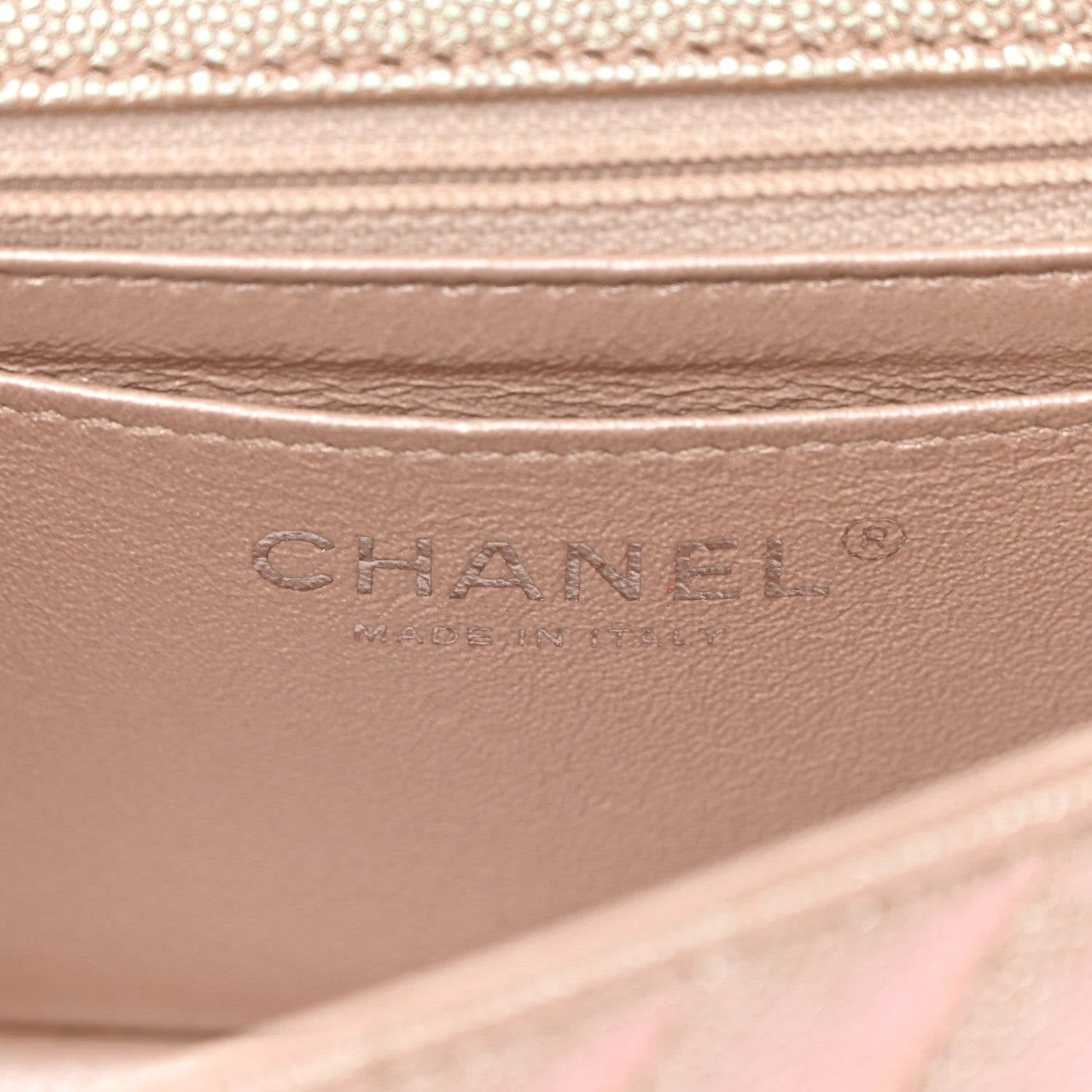 Chanel Iridescent Caviar Chevron Quilted Mini Rectangular Flap Light Gold 5 of 12