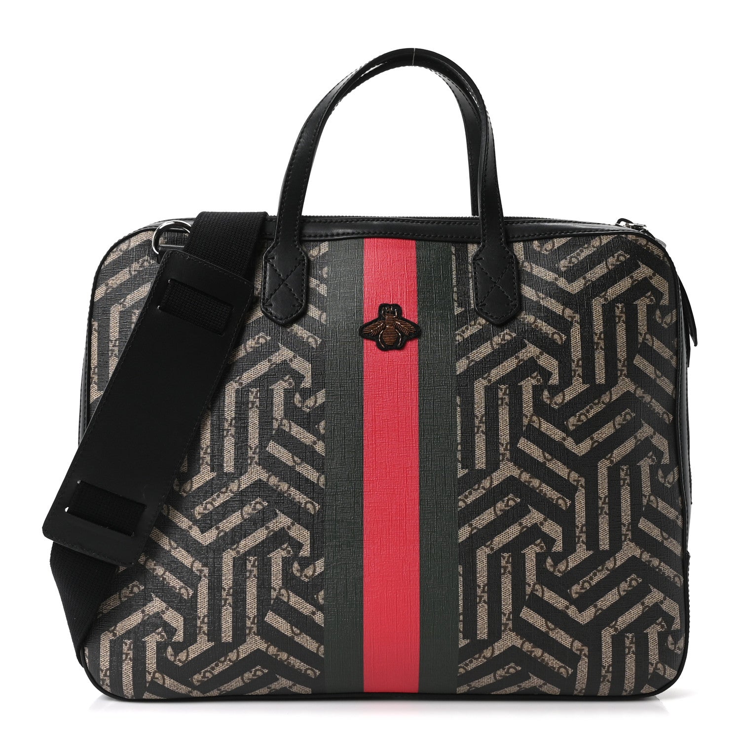 gucciメンズバッグmpw Gucci GG Supreme Monogram Caleido Web Briefcase Black 1874218