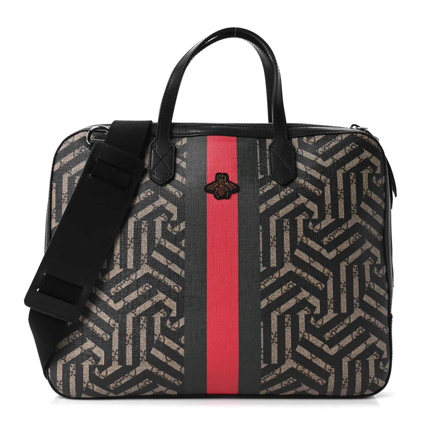 GG Supreme Monogram Caleido Web Briefcase Black
