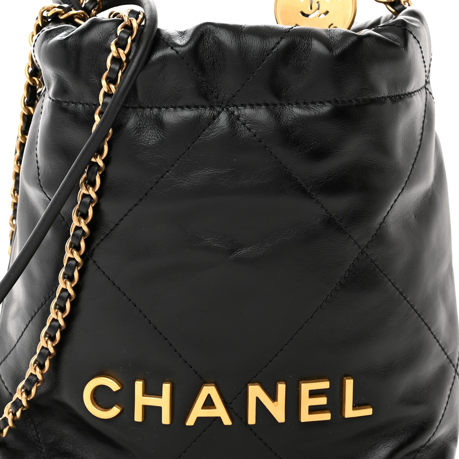 Chanel Shiny Calfskin Quilted Mini Chanel 22 Black 8 of 10
