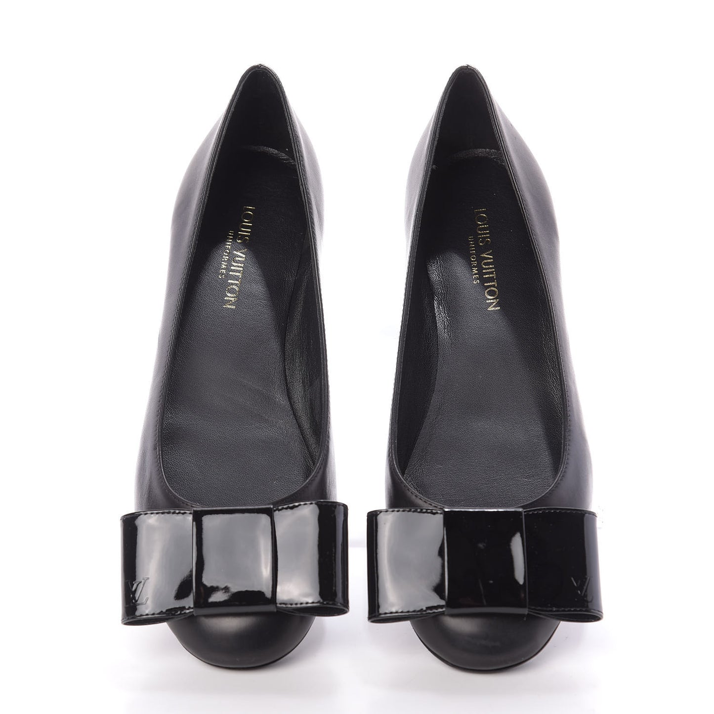 Calfskin Patent Bow Uniformes Ballet Flats 37 Black