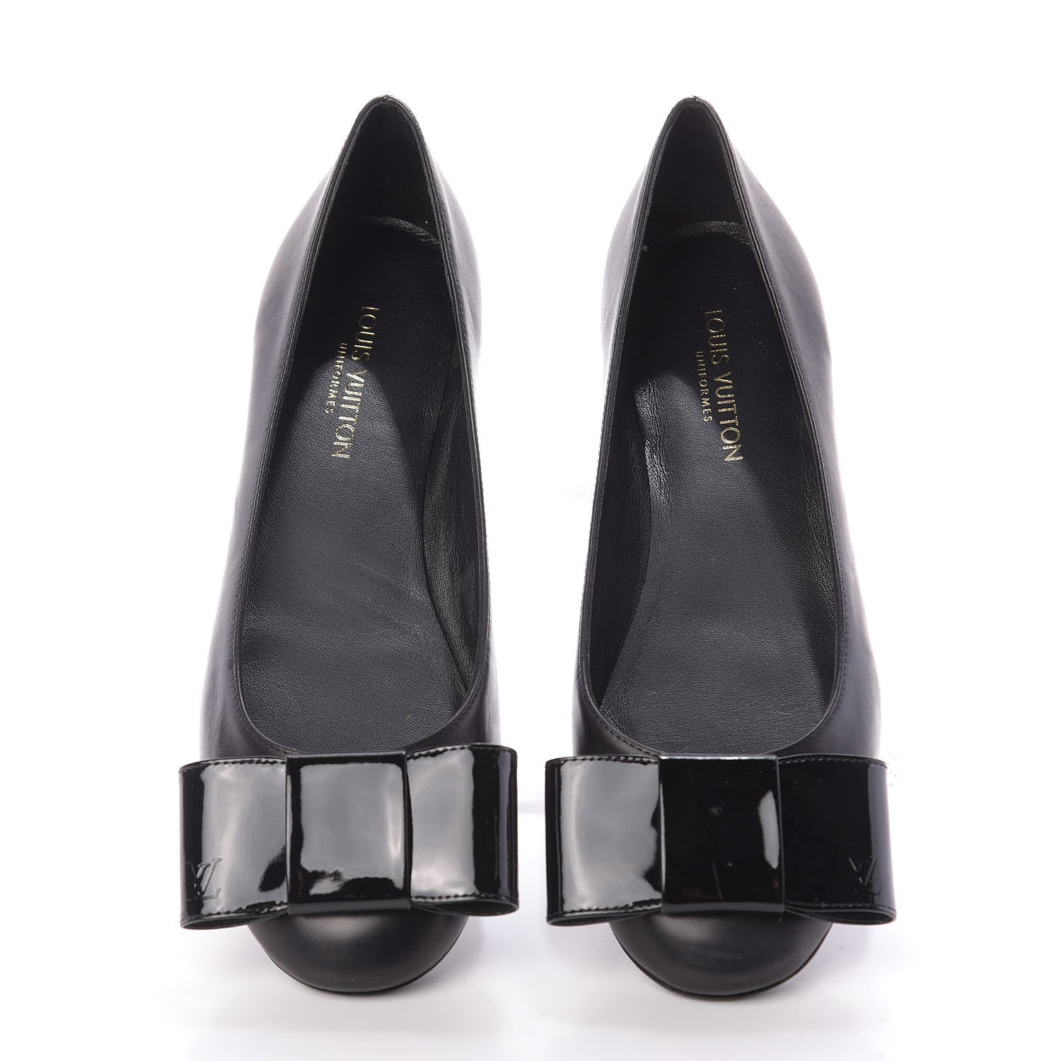 Louis Vuitton Calfskin Patent Bow Uniformes Ballet Flats 37 Black 5 of 14