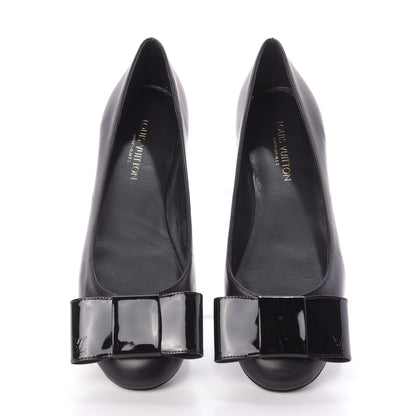 Louis Vuitton Calfskin Patent Bow Uniformes Ballet Flats 37 Black 5 of 14