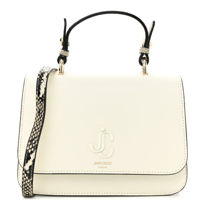 Jimmy Choo Calfskin Snakeskin Embossed Varenne Top Handle Bag White 1 of 12
