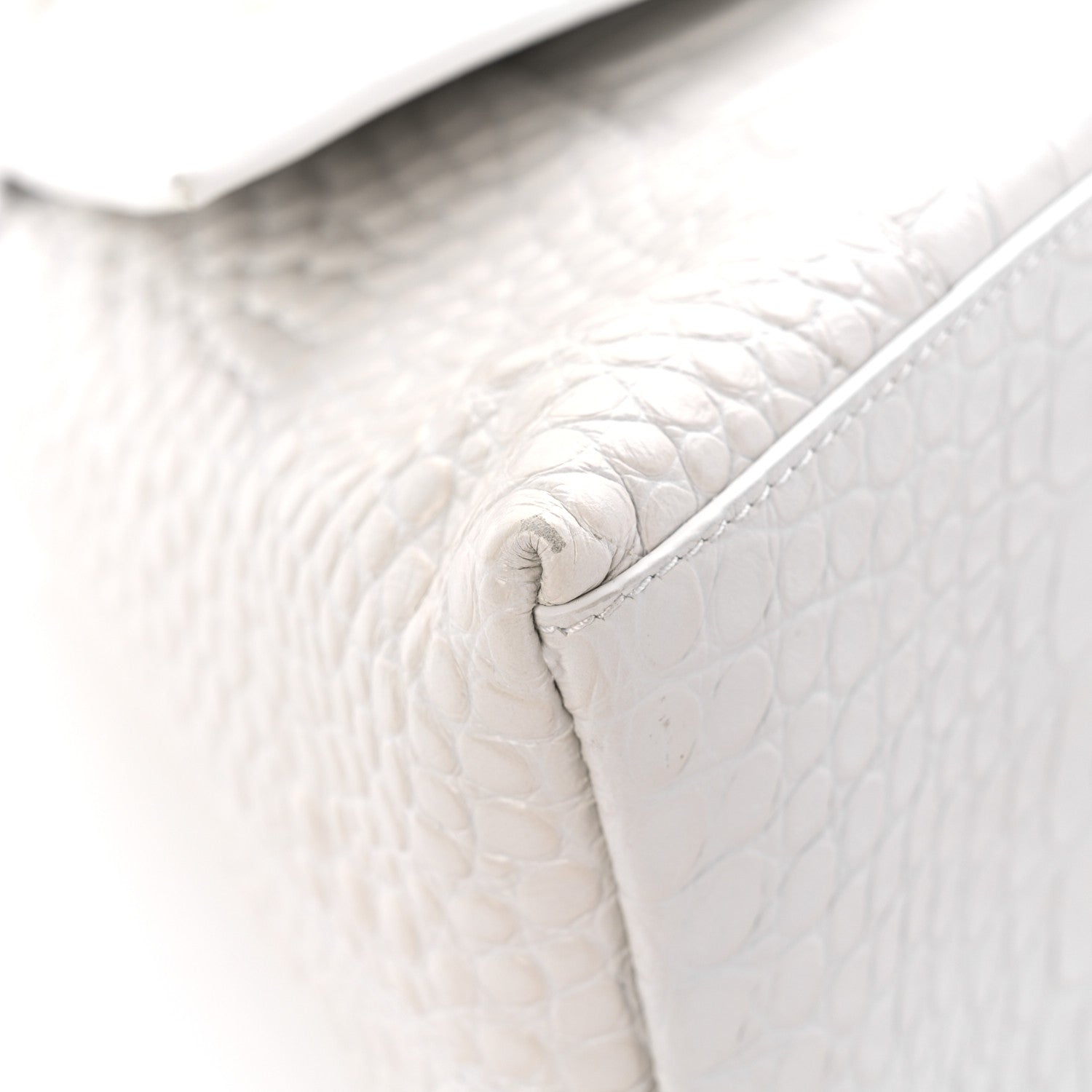 Balenciaga Extra Supple Calfskin Crocodile Embossed M Downtown Shoulder Bag White 10 of 14