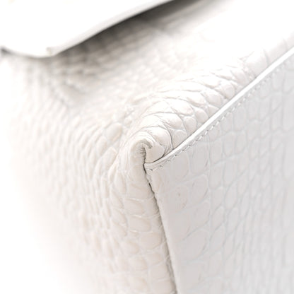 Balenciaga Extra Supple Calfskin Crocodile Embossed M Downtown Shoulder Bag White 10 of 14