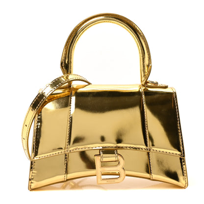 Balenciaga Metallic Calfskin Hourglass Top Handle Bag XS Gold 1 of 9