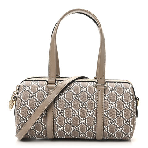 GG Shadow Monogram Ophidia Top Handle Bowler Bag Taupe