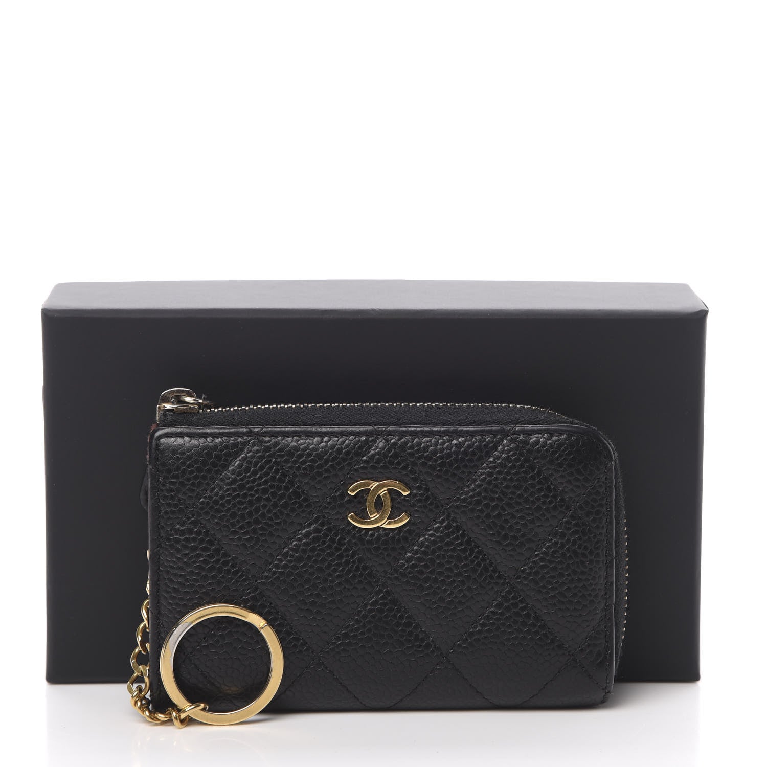 Chanel Caviar Quilted Zipped Key Holder Case Black 10 of 10