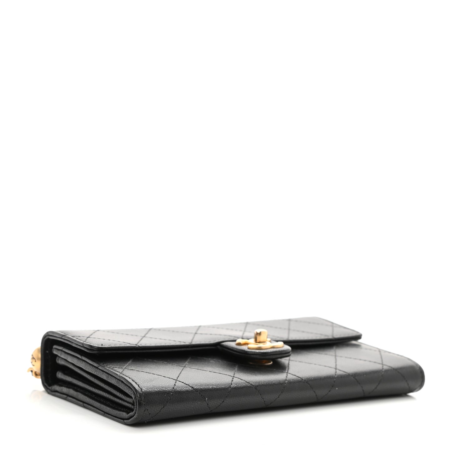 Goatskin Quilted Chic Pearls Clutch With Chain Black