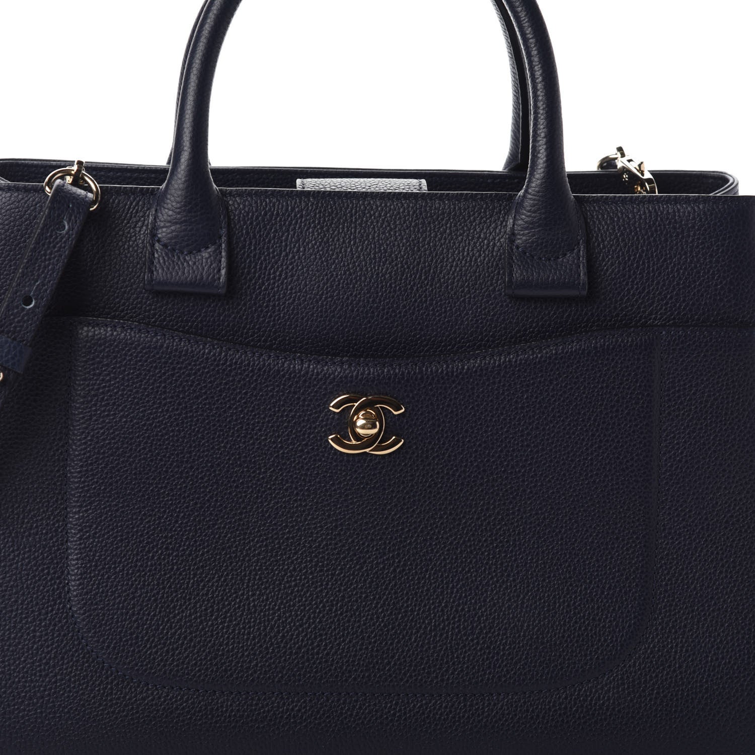 Chanel Grained Calfskin Small Neo Executive Shopper Tote Dark Blue 8 of 10