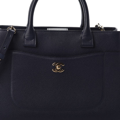 Chanel Grained Calfskin Small Neo Executive Shopper Tote Dark Blue 8 of 10
