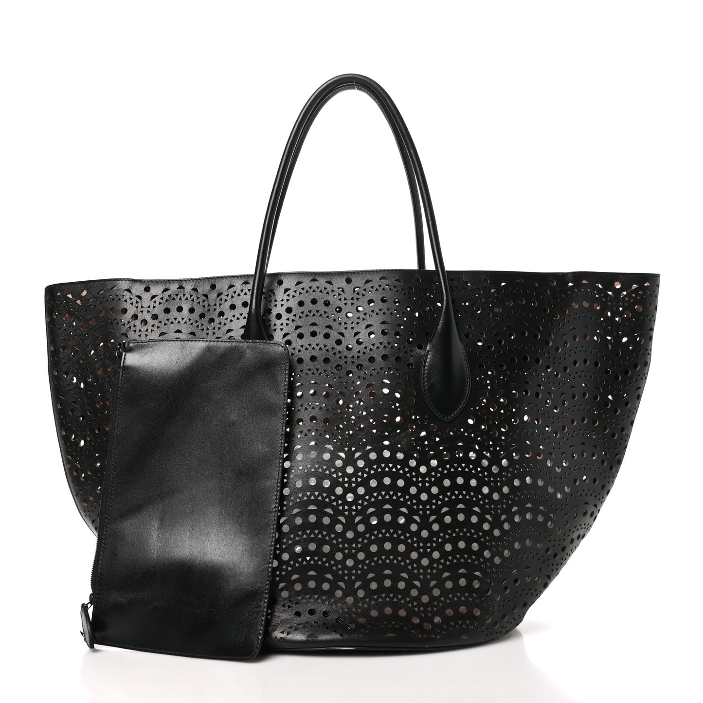 Calfskin Laser Cut Tote Black
